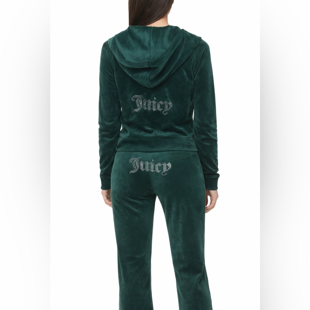 Juicy Couture Dark Green Velour Jogger Set - Picture 2 of 10